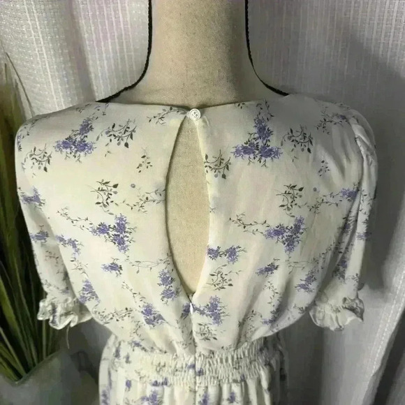 Arula Womens X (10/12) Baby Doll Floral Dress Zip Back Key Hole Short Sleeves - Picture 5 of 10